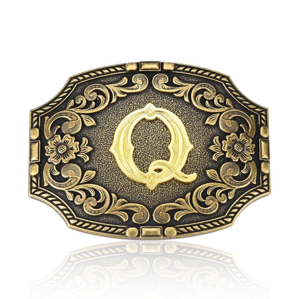4958 Western Initial Letter ABC to XYZ Belt Buckle - Antique Golden Capital